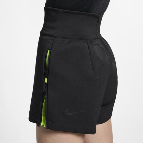 New Nike Tech Pack high waisted neon mesh detail woven athletic exercise shorts